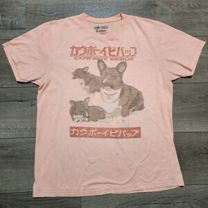 Cowboy Bebop Ein Data Dog Anime Graphic Tee Peach Mens Large Sunrise Funimation